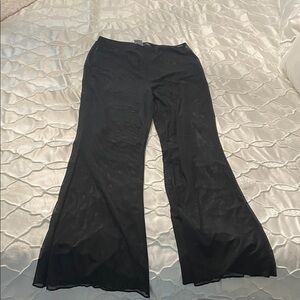 wild fable Black Wide-Leg Mesh Overlay Pants